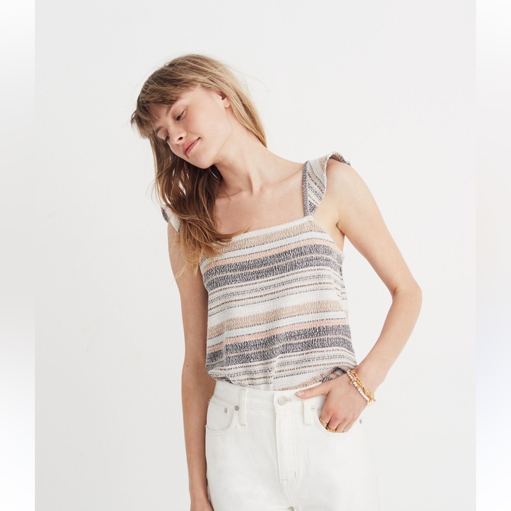 Madewell Striped Tank Top In Blue And Cream